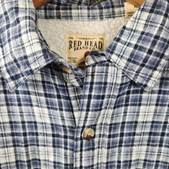 Red Head Sherpa-Lined Button-Up Plaid Shirt Jacket Men Size M - Picture 4 of 11